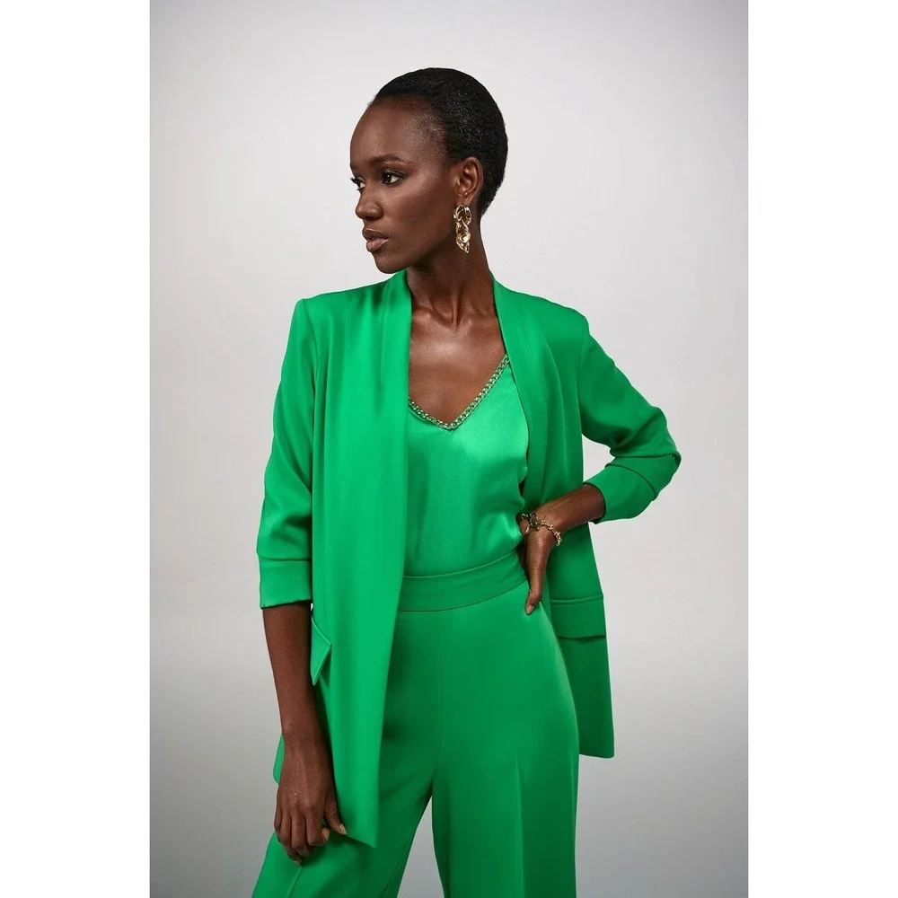 Joseph‎ Ribkoff Women's Bright Green Collarless Longline Blazer Style Size 10